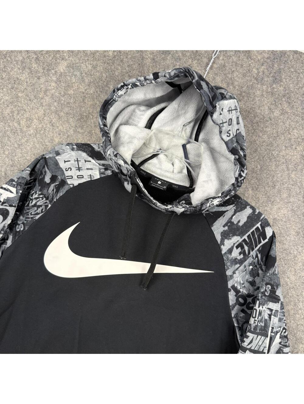 Nike Dri-Fit Men’s  Running Workout Hoodie Black Gray White Size Small 018